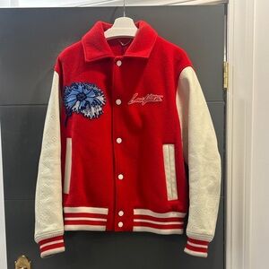 Louis Vuitton Red and White Jacket with Blue Embroidery